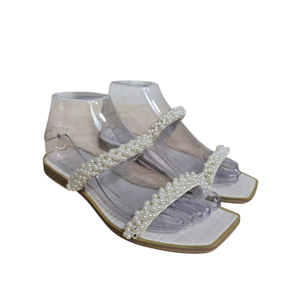 Dolce Vita Womens Embellished Pearl Square Toe‎ Flat Sandals Size 6.5